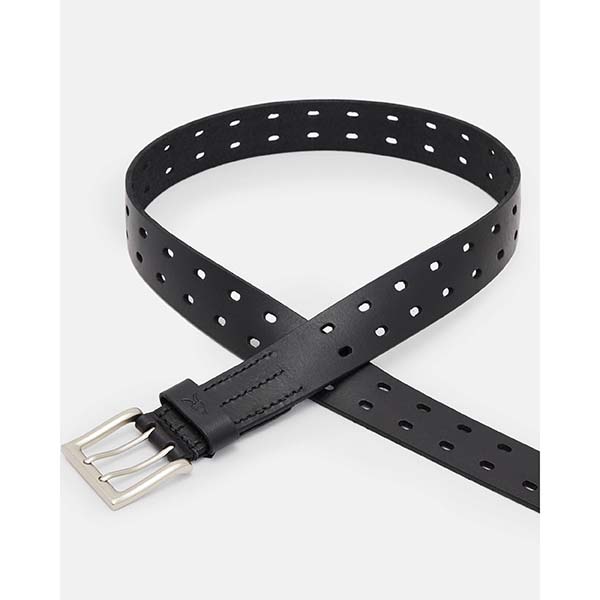 Allsaints Australia Mens Miller Leather Belt Black/Nickel AU31-925